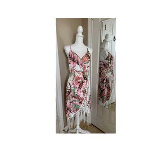 Brand New Pink and green floral dress with fringe size 6